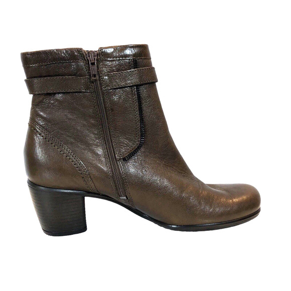 ECCO Touch 55B Ankle Boots Womens 40 US 9-9.5 Brown Leather Heeled Comfort - Picture 2 of 10